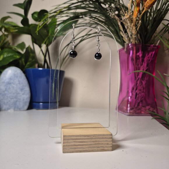 Wire Wrapped Handmade Gemstone Bead Earrings w/ 925 Sterling Silver Fishhooks - Picture 6 of 7